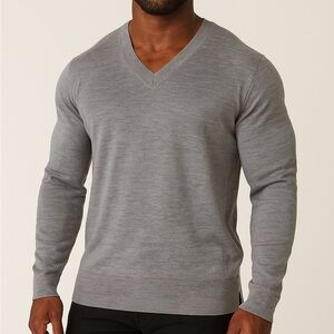 Banana Republic Light Gray Knit v-Neck Top